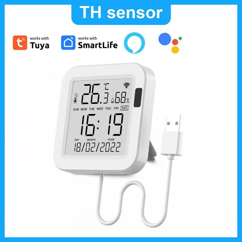 Tuya Smart WiFi Temperature And Humidity Sensor USB Power With LCD Screen Display Smart Life Support Alexa And Google Assistant