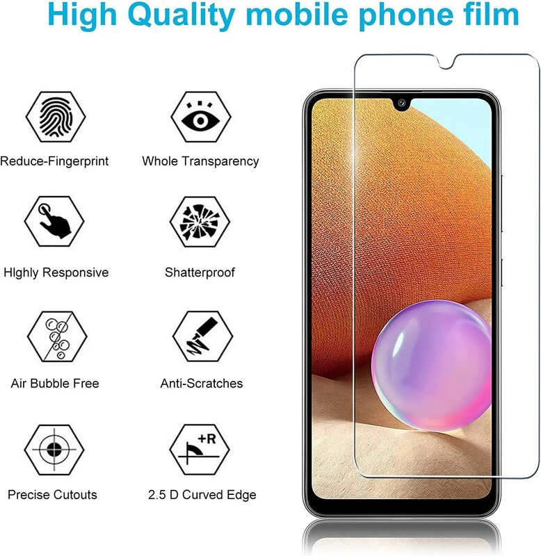 2/4 pezzi di vetro temperato per Samsung Galaxy A32 5G 4G pellicola proteggi schermo in vetro