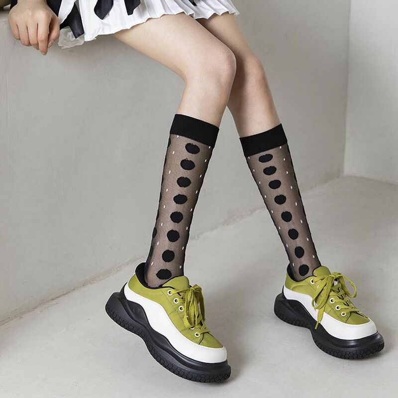 Summer Black White Transparent Glass Stockings Women's Socks Thin Mid-tube Crystal Stockings Ins Tide Cotton Bottom Calf Socks