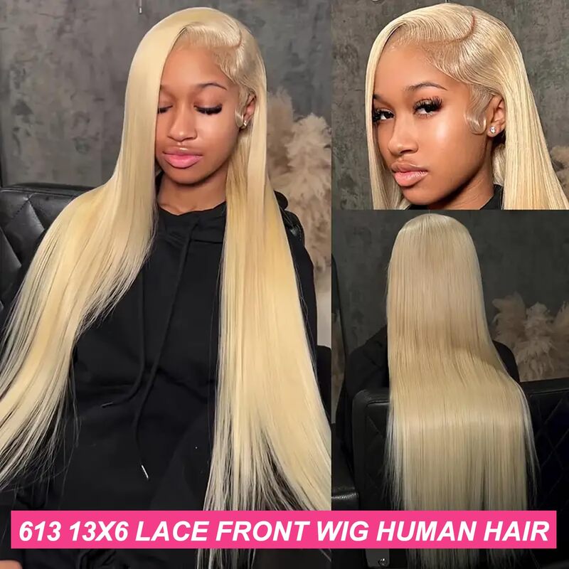 613 HD Transparent Lace Front Wig Bone Straight Brazilian Human Hair Wig PrePlucked For Women 13x6 Honey Blonde Lace Frontal Wig
