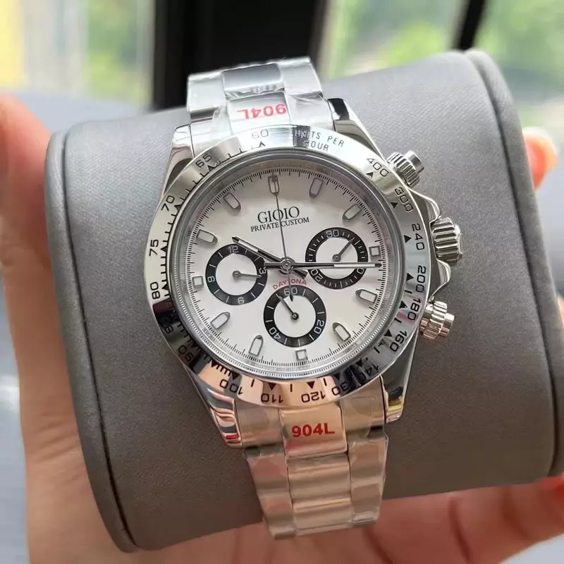 Luxury Men's Automatic Mechanical Watch 904L Stainless Steel Black White Ceramic Bezel Silver Rubber Panda Wristwatch