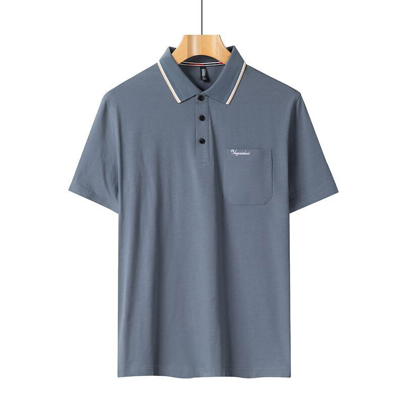 Camiseta holgada de algodón para hombre, camisa de manga corta con botones, bolsillo, cuello vuelto, Color sólido
