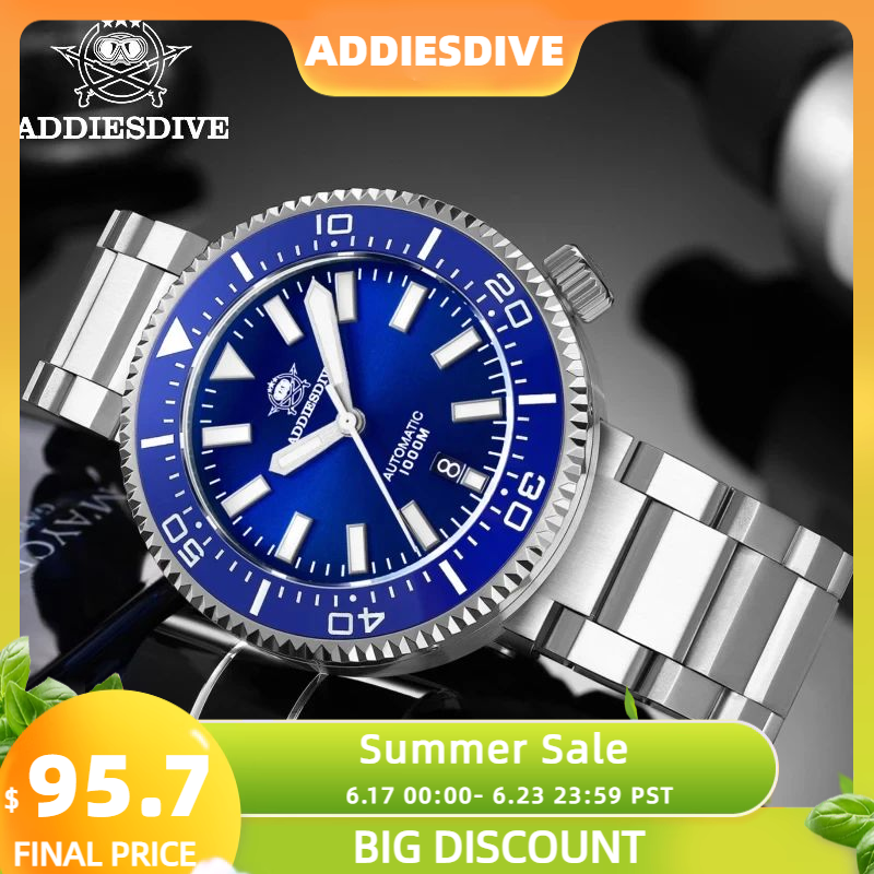 ADDIESDIVE 1000m Diver Watch NH35 Automatic Sapphire Mechanical Men's Watch Stainless Steel BGW9 Luminous Diving Wristwatch