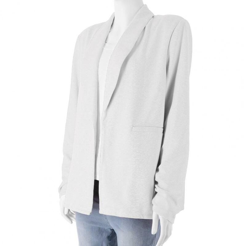Женская однотонная куртка, однотонная женская куртка, стильная Женская Офисная куртка, элегантная деловая куртка с длинным рукавом для осени/весны