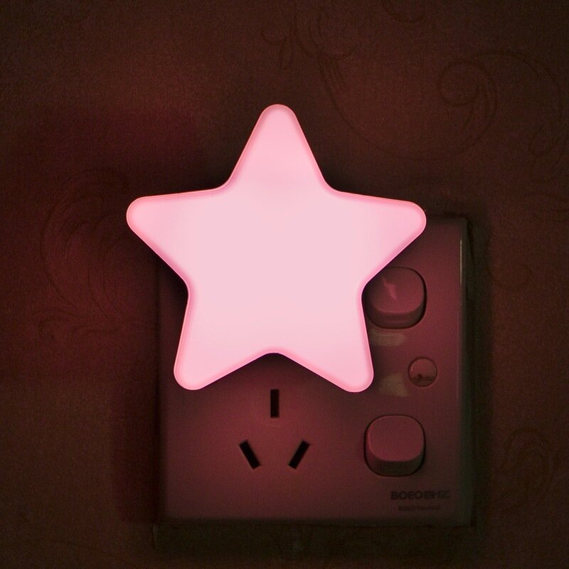 Lampu malam LED, lampu malam LED Mini Bintang dinding Plug-in Sensor otomatis lampu samping tempat tidur untuk kamar tidur anak lorong koridor tangga colokan EU/US