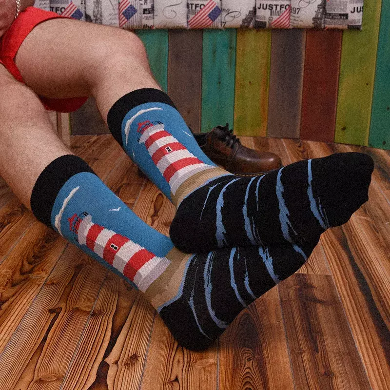 Веселые забавные мужские носки 1 пара, высококачественные длинные цветные носки из чесаного хлопка, новинка, крутые Свадебные носки для скейтборда