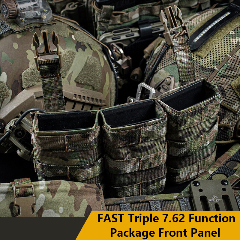 Fast Triple 7.62 Magazine Bag, pannello frontale, accessori per l'espansione della maglia tattica, attrezzatura per la caccia sul campo