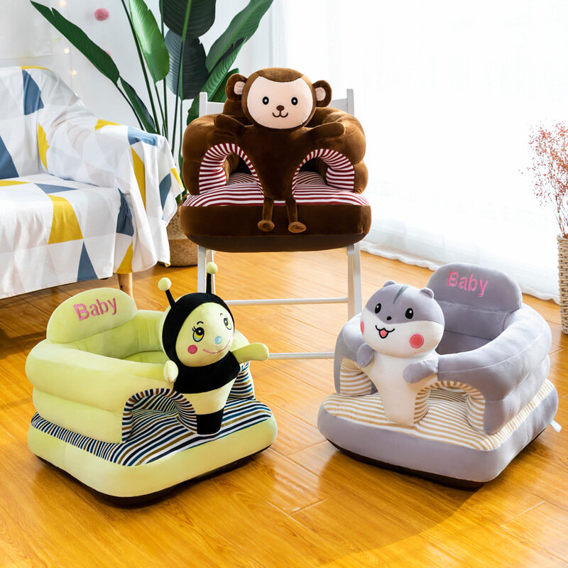 Nieuwe Schattige Cartoon Sofa Lederen Baby Seat Sofa Cover Zittende Studiestoel Wasbare Hoes Met Rits Zonder Pp Katoen Vulling