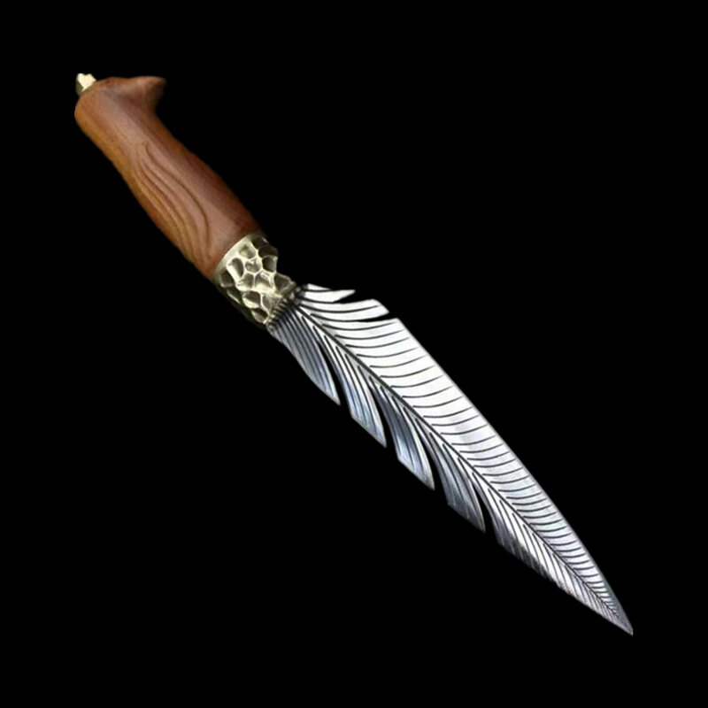 Металлический нож из нержавеющей стали с перьями, высококачественные кухонные ножи, походные режущие инструменты для повседневного использования