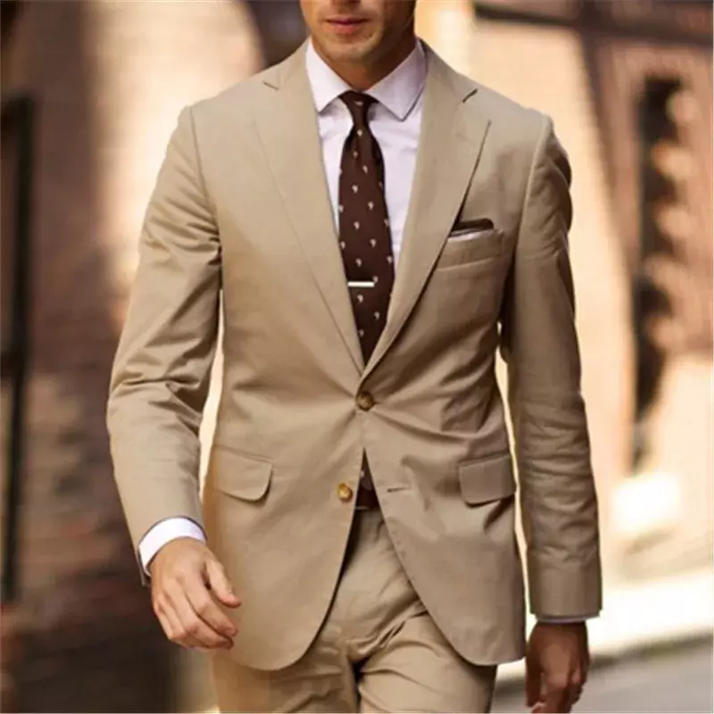 Kostum Homme Tuxdeo pria, Blazer lelaki tanpa Tuxdeo kualitas tinggi untuk pernikahan 2 potong (jaket + celana)