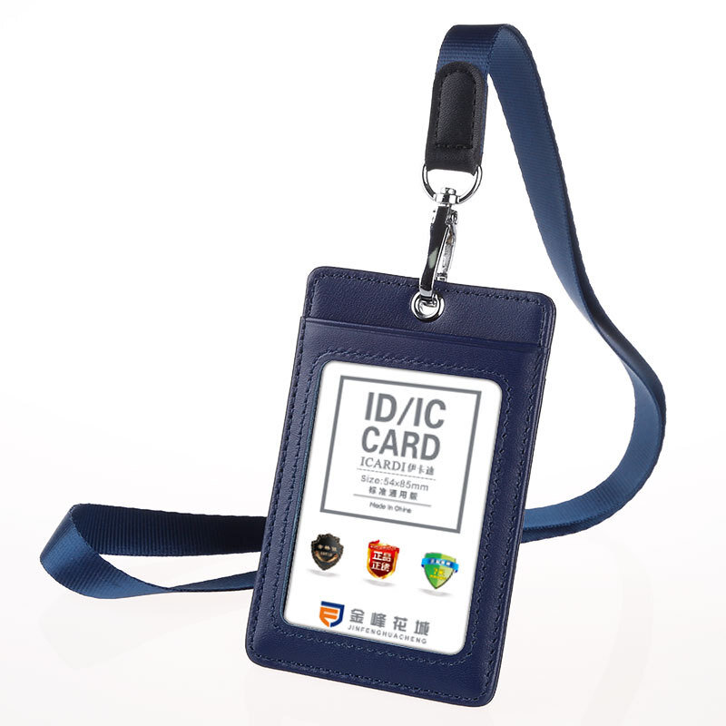 ชุดบัตรประจำตัวหนังแท้แบบใหม่ปลอกใส่บัตรมีอุปกรณ์ตัวยึดป้ายคลิปติดกระเป๋าสตางค์ใส่บัตรเครดิตใส
