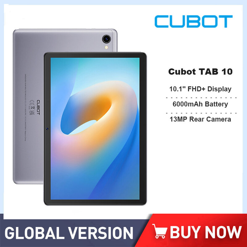 Cubot TAB 10 Tablet Android 11.0, PC Tablet portabel Octa Core 4GB + 64GB 10.1 inci tampilan FHD 6000mAh jaringan 4G kamera belakang 13MP