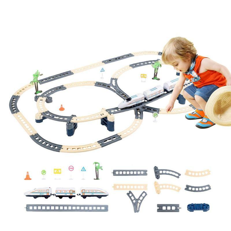 Décennie s de construction de chemin de fer électrique à grande vitesse pour enfants, jouets en briques, rail de train, batterie 62, décoration créative