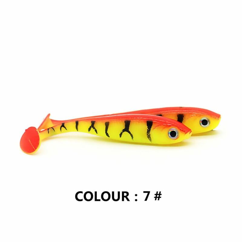 Swimbait Soft Bait T-tail, Cauda de pá biônica artificial, Silicone Jigging Wobblers Bass, 5pcs, 7cm, 2,1g