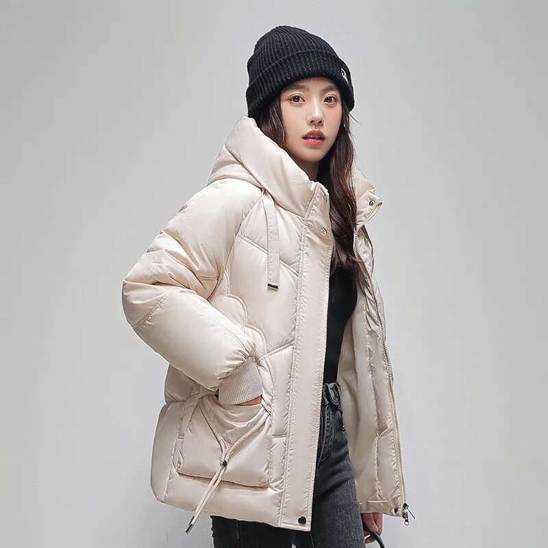 Abrigo cálido con capucha para mujer, parka acolchada de algodón, ropa de invierno, novedad de 2023