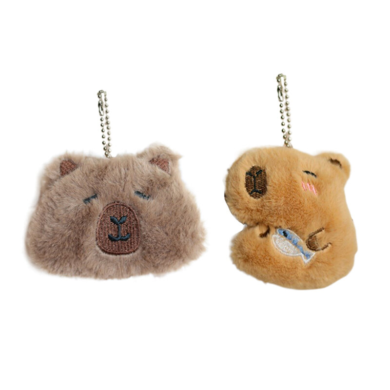 Capybara-Porte-clés en peluche, jouet couineur de beurre, pendentif de dessin animé, sac à dos en peluche douce, sac de voiture, décor de porte-clés, cadeau pour enfant