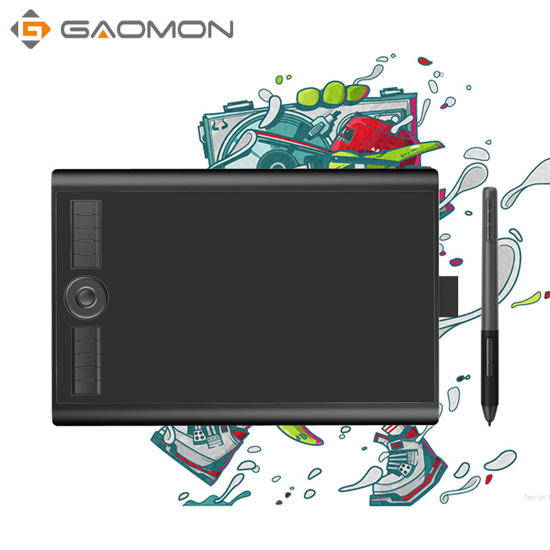 GAOMON M10K PRO 10*6.25 ''그래픽 펜 태블릿 드로잉 보드, 8192 압력 배터리없는 스타일러스 지원 Android OS & Redial