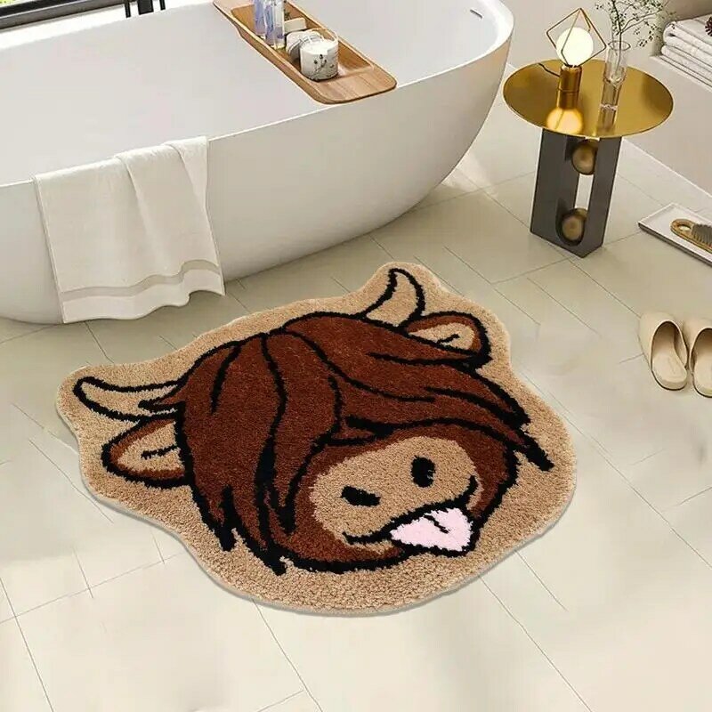 Highland Cow Bath Mat Anti Slip Highland Cow Carpet For Kitchen Comfortable Bathroom Carpet Mat Dirt-Resistant Shower Mat