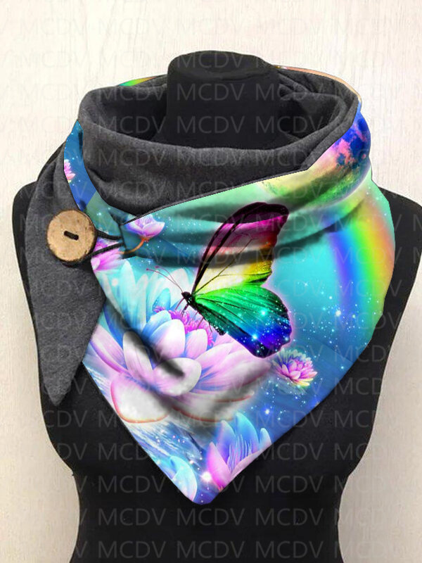 Sciarpa e scialle Casual in caldo pile stampato in 3D con farfalla MCDV per donna sciarpa calda e confortevole 02