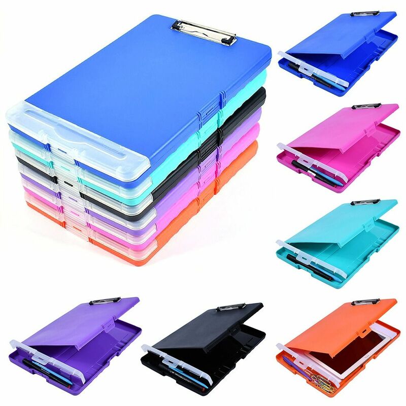 A4 Storage Clipboards Durable Multifunctional Plastic Pen Holder Folder Side Opening Storage Box Office Supplies