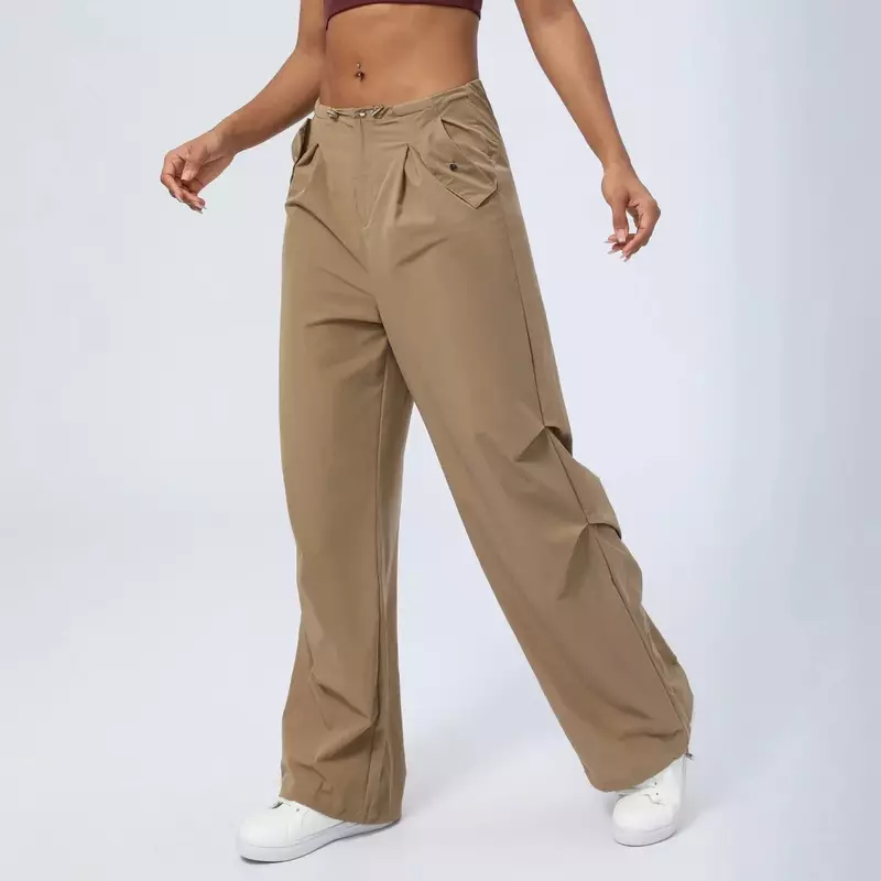Celana Yoga cepat kering, mantel olahraga bertudung tahan angin bernapas + celana Yoga cepat kering lurus longgar