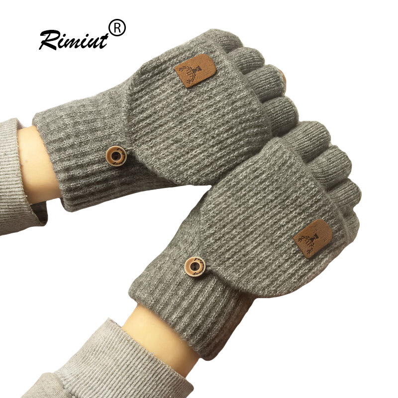 Вязаные перчатки без пальцев, зимние плотные теплые перчатки для сенсорных экранов для мужчин и женщин, теплые студенческие перчатки с открытыми пальцами