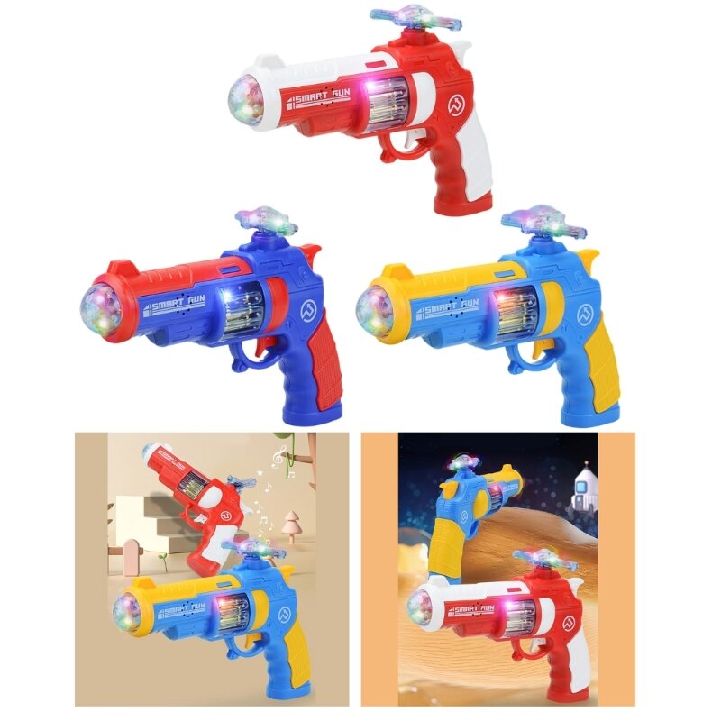 Pistola juguete Musical iluminada para niños, juguete electrónico divertido para interiores y exteriores X90C