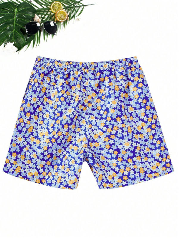 Мужские пляжные короткие плавки на шнуровке, дышащие плавки с цветочным принтом и 3D градиентом, с эластичным поясом, уличная одежда, лето