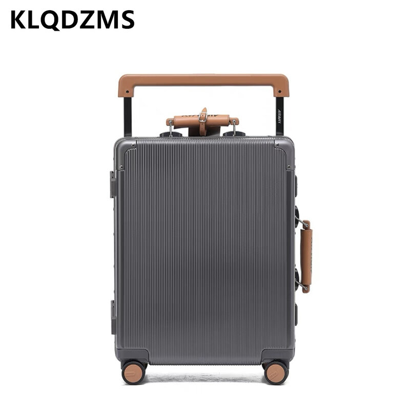 KLQDZMS 20 "24" 26 "28 Cal walizka na bagaż wysokiej wysokiej jakości aluminium biznesowa na kółkach etui uniwersalne kółko torba na pokład walizka