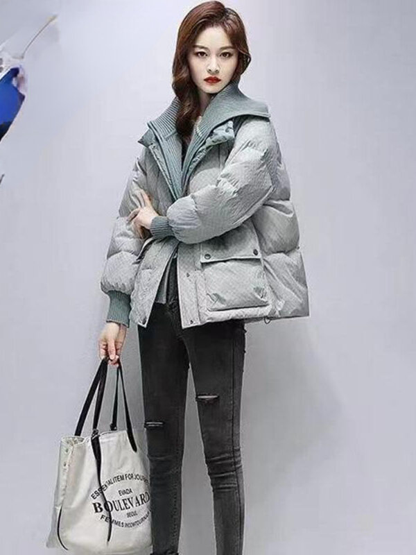 Winter New Style Female Turn-down Collar White Duck Down Jacket Woman Keep Warm    Coat Outerwear Tops ClothesG693