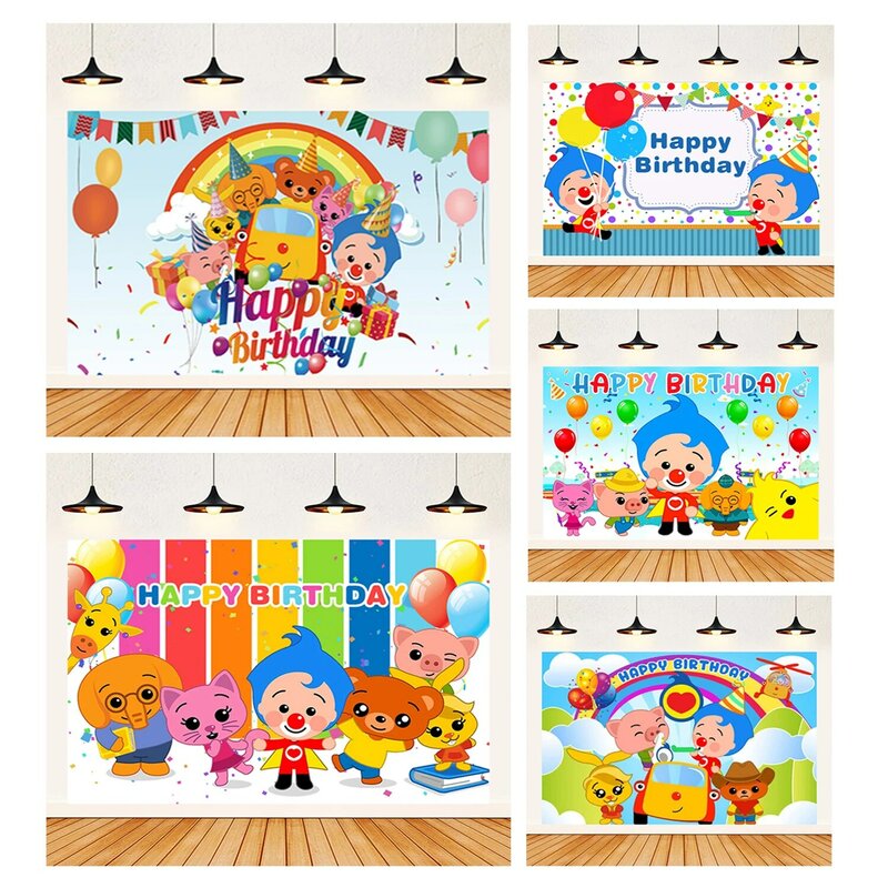 Plim fondale per bambini prima festa di compleanno Cartoon Pig Photo Background fotografia per bambini sfondo decorazione