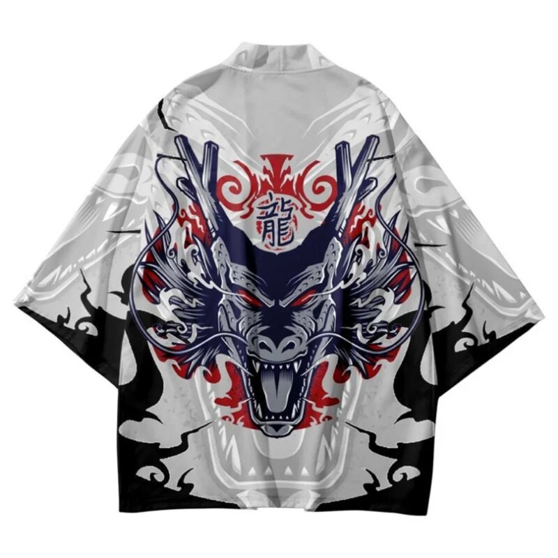 Кимоно для косплея для мужчин и женщин, японское хаори юката с 3D принтом, модная рубашка с коротким рукавом, уличная одежда, на лето