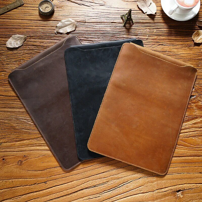 Vintage genuine leather computer bag head layer cowhide notebook sleeve is suitable for Apple Huawei 12 inch 13 inch 14 inch