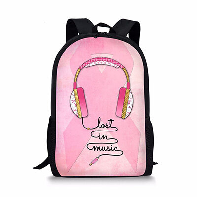 Mochila con patrón de auriculares para adolescentes, bolsa de libros para hombres y mujeres, mochila multifuncional de viaje para niños, diseñador de moda