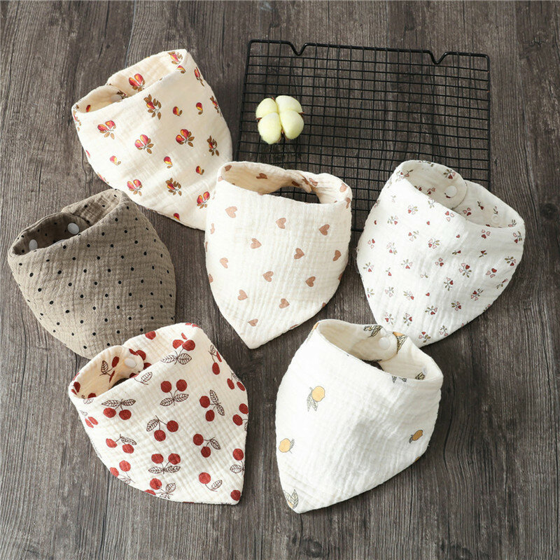 Хлопковый нагрудник для младенцев, цветочный треугольный шарф для кормления, ткань для мальчиков и девочек, аксессуары для новорожденных