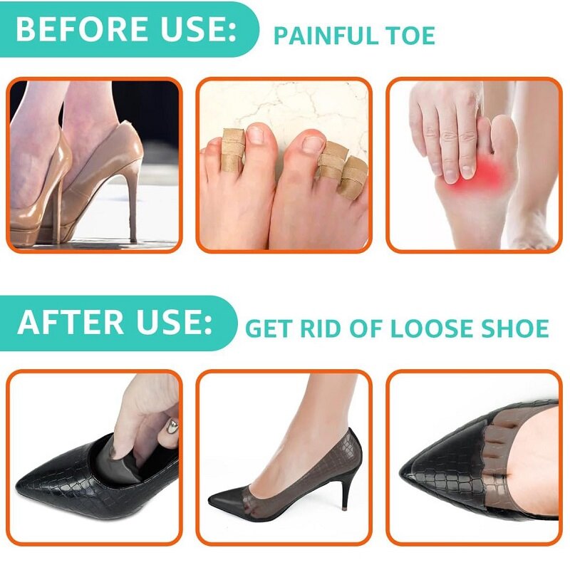 New Women Shoe Filler Loose Shoes Toe Cushion Inserts Adjust Shoe Size Reducer Insoles For High Heels Sports Shoes Forefoot Pads