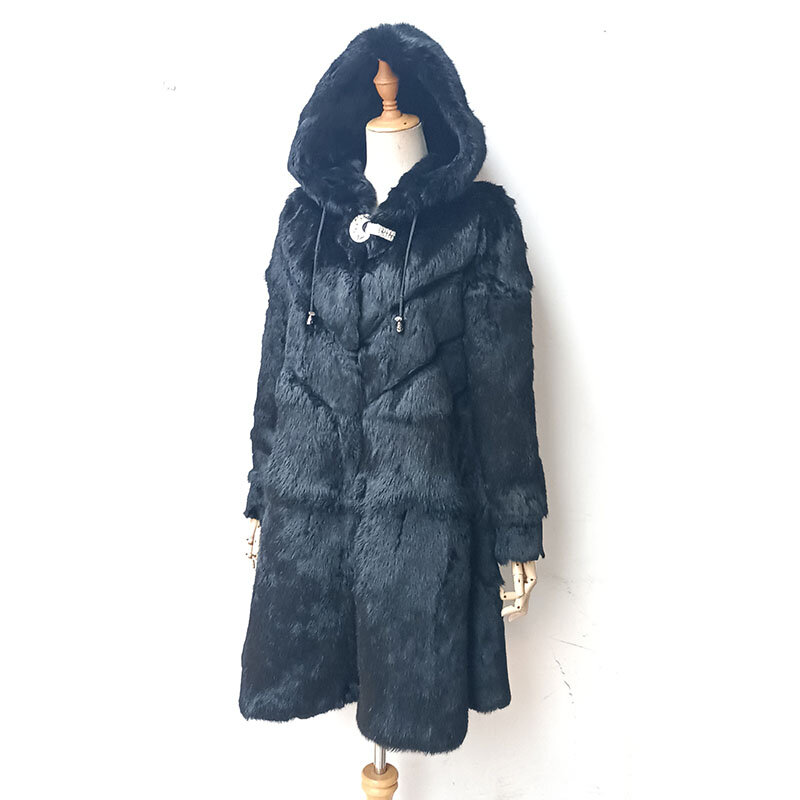 Женская зимняя длинная теплая куртка с капюшоном и длинным рукавом, 2024
