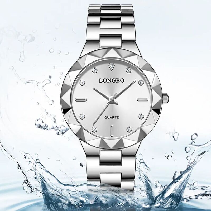 Quartz Wristwatch Set para Casais, Design De Losango, Impermeável, Aço Inoxidável, Presentes Do Amante, Pulseiras, Caixa, Homens, Mulheres