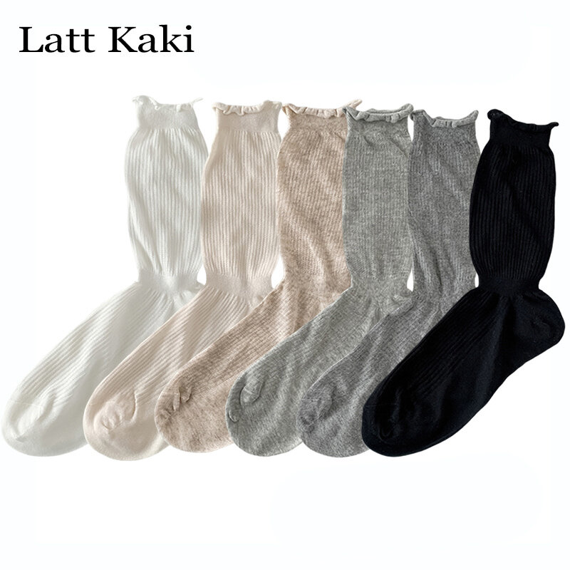 Calcetines largos y transpirables para mujer, conjunto por lote de 3 pares de calcetines sueltos de malla, Color sólido, tendencia elegante