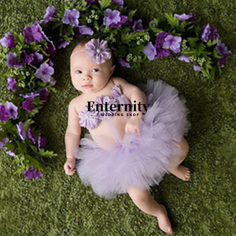 Nowonarodzona księżniczka śliczna fotografia rekwizyty kostium dla niemowląt strój z kwiatową opaską na głowę mała dziewczynka letnia sukienka