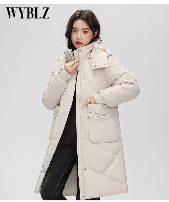 Зимняя женская куртка с капюшоном, длинная парка, теплое облегающее зимнее пальто, женская куртка-пуховик, верхняя одежда большого размера с подкладкой, пальто для женщин