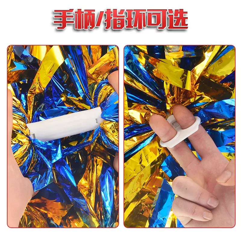 Cheerleading Pom Poms with Handle Cheer Balls Big Gold Silver Red Yellow Blue Hand Dance Pompoms Accessories for Women Girl Kids