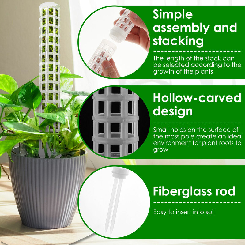 6 Stuks Plastic Mospalen Voor Planten Stapelbare Mospalen Kit Eenvoudig Te Installeren Monstera Mos Steunpaal Klimplanten Polen
