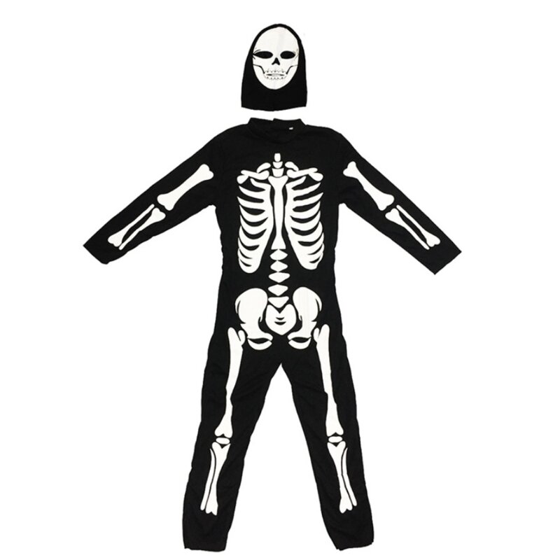унисекс подходит для детей ростом 110-130 см и 43,31-51,18 дюйма, детский пижамный комбинезон, костюм скелета