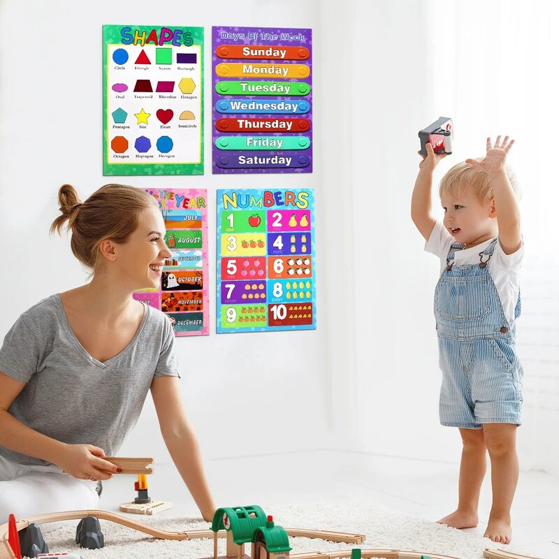 Póster educativo de pared para niños pequeños, gráficos educativos tempranos para preescolares, aulas de jardín de infantes