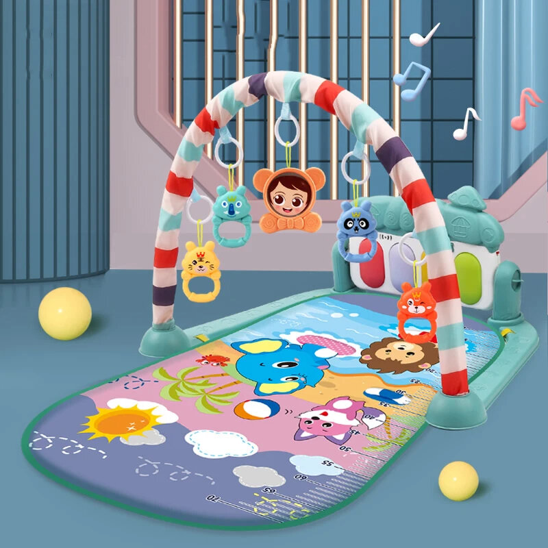 Baby Music Rack Play Mat Baby Fitness Frame Crawling Toy Infant Activity Gym Game Music Pedal Piano 0-1Year Old Newborn Piano G