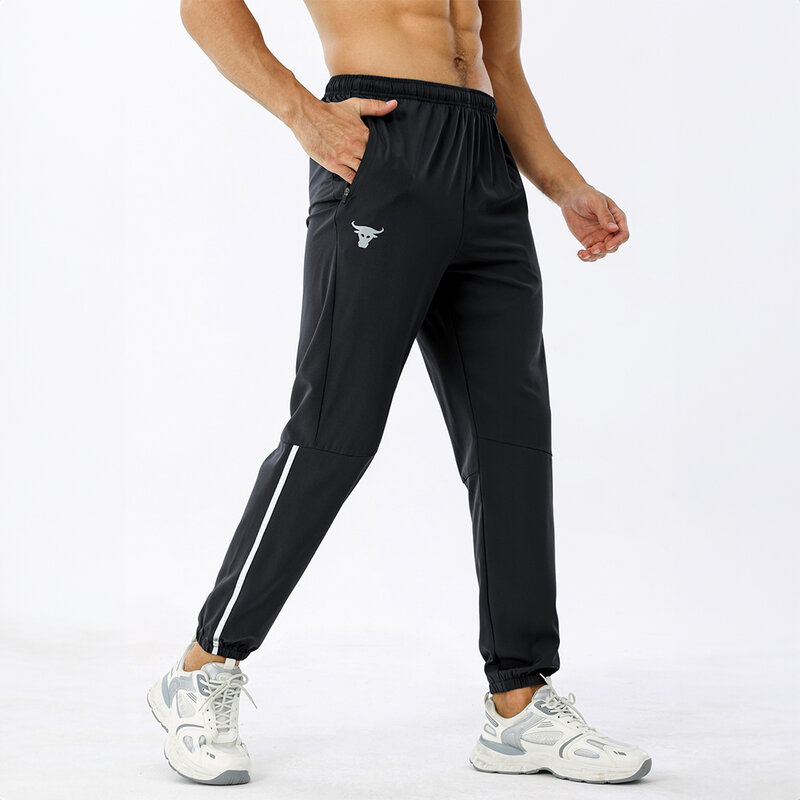 Męskie spodnie dresowe w stylu Casual nowe wzorzyste luźne spodnie Casual elastyczne spodnie do biegania i na siłownię w pasie męskie spodnie do fitnessu