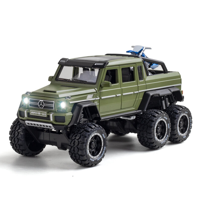 1:28 Diecast modello in lega di auto Bens G63 6 x6 AMG Pickup SUV in miniatura in metallo fuoristrada per bambini regalo ragazzo giocattoli raccolti