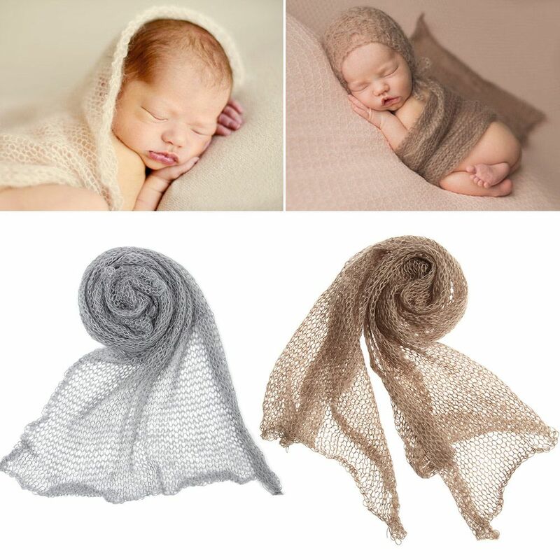 1 buah selimut pemotretan Studio elastis bantu musim dingin hangat anak laki-laki perempuan properti fotografi bayi melar rajut bungkus bayi baru lahir