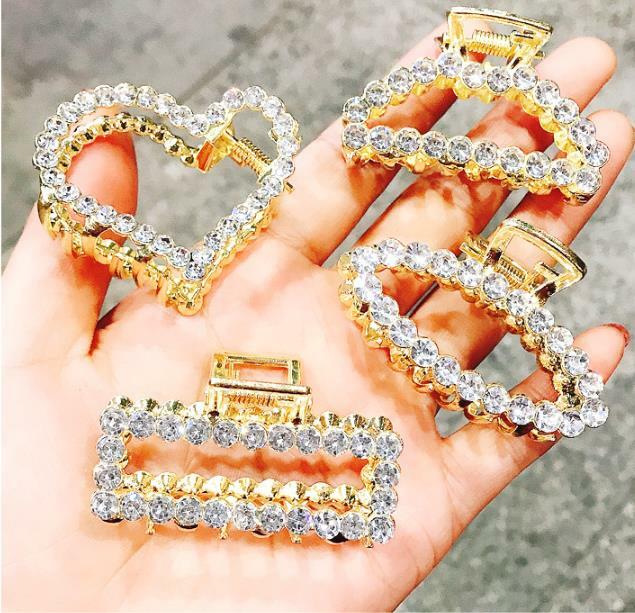 Horquillas de diamantes de imitación de perlas geométricas elegantes para mujer, pinzas para el cabello, pasadores de aleación, accesorios para el cabello para niñas, tocado, nueva moda
